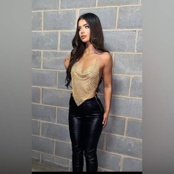 sorelle uk Tops - Chainmail Top. Holly Luxe Diamanté Top - Gold Iridescent